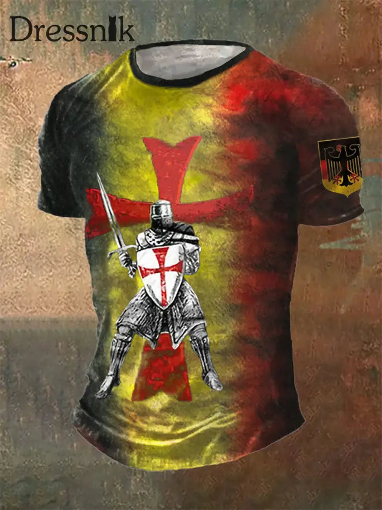 Männer Deutschland Knight Krieger bedrucktes Kurzarm T-Shirt als bild / S
