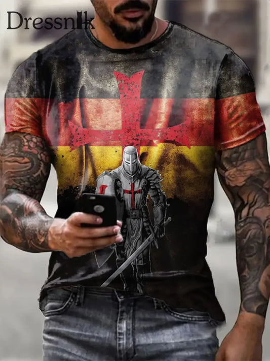 Männer Deutschland Knight Krieger bedrucktes Kurzarm T-Shirt als bild / S