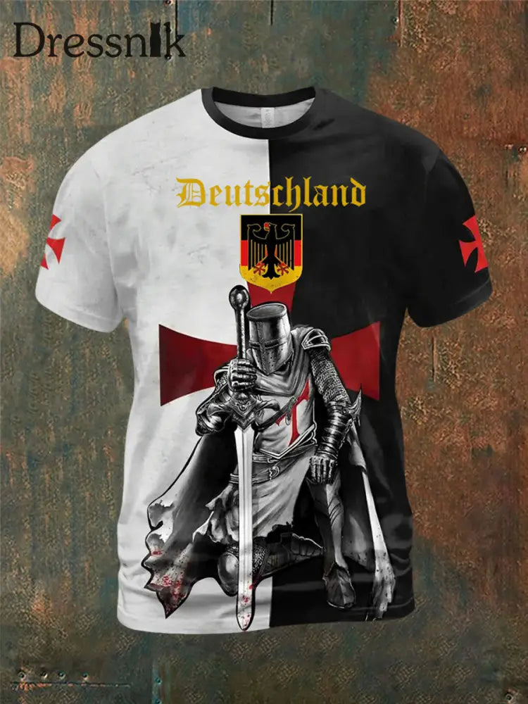 Männer Deutschland Knight Krieger bedrucktes Kurzarm T-Shirt als bild / S