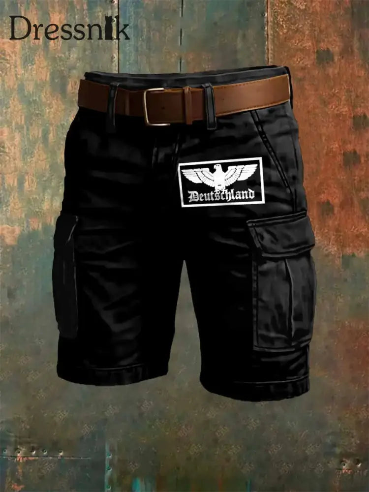Männer Deutschland Kunstdruck Overalls Shorts Schwarz / S