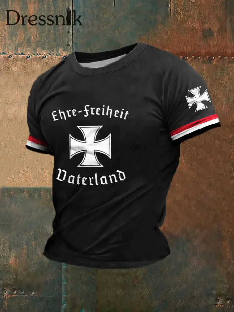 Männer Deutschland Kurzarm Hemd Schwarz / S