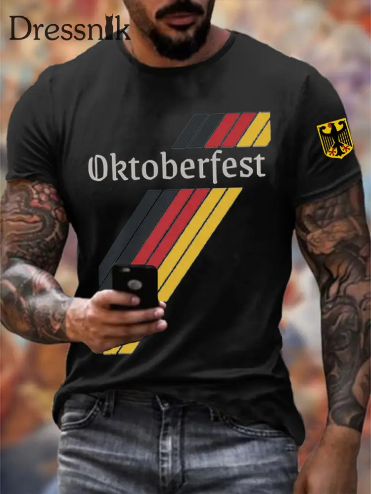 Männer Deutschland Oktoberfest Print T-Shirt Schwarz / S