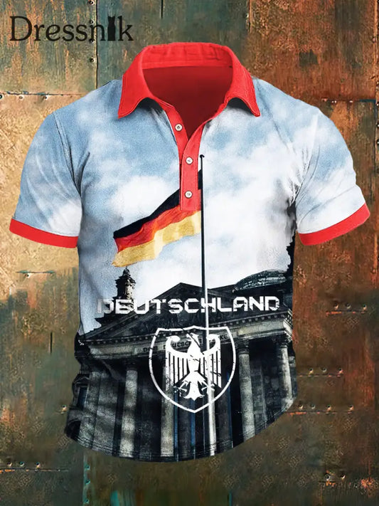 Männer Deutschland Print Polo Hals Kurzarm T-Shirt bunt / S