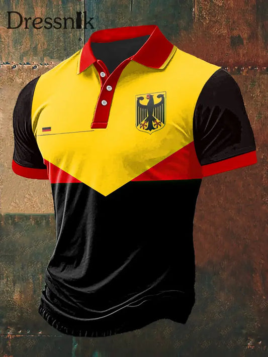 Männer Deutschland Print Polo Hals Kurzarm T-Shirt bunt / S