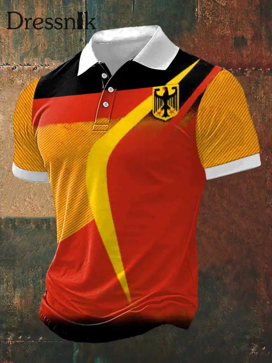 Männer Deutschland Print Polo Hals Kurzarm T-Shirt bunt / S