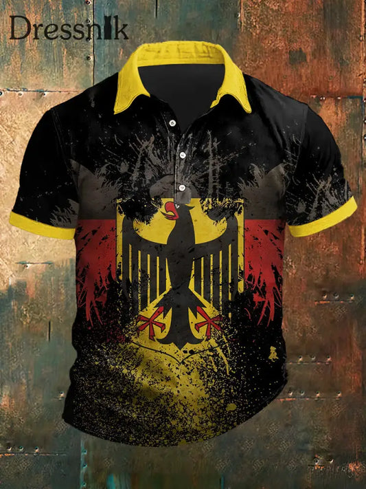 Männer Deutschland Print Polo Hals Kurzarm T-Shirt bunt / S