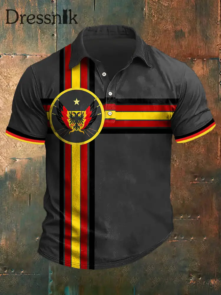 Männer Deutschland Print Polo Hals Kurzarm T-Shirt bunt / S