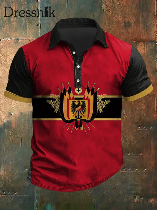 Männer Deutschland Print Polo Hals Kurzarm T-Shirt Rot / S