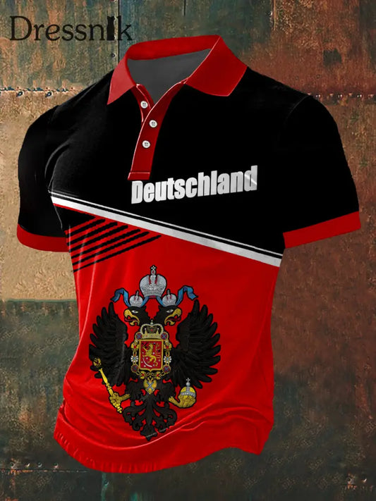 Männer Deutschland Print Polo Hals Kurzarm T-Shirt Rot / S