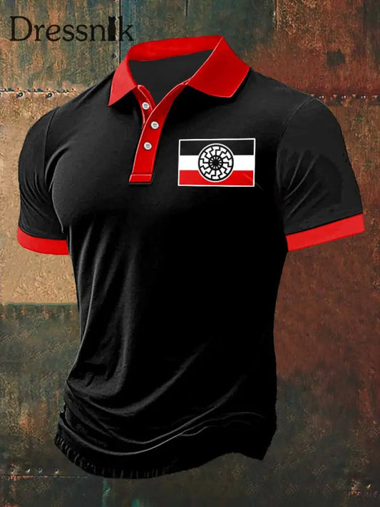 Männer Deutschland Print Polo Hals Kurzarm T-Shirt Schwarz / S