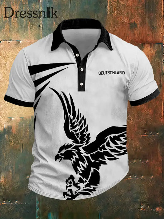 Männer Deutschland Print Polo Hals Kurzarm T-Shirt Weiß / S
