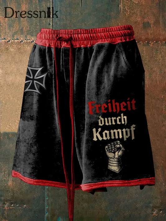 Männer Deutschland Print Shorts Schwarz / S