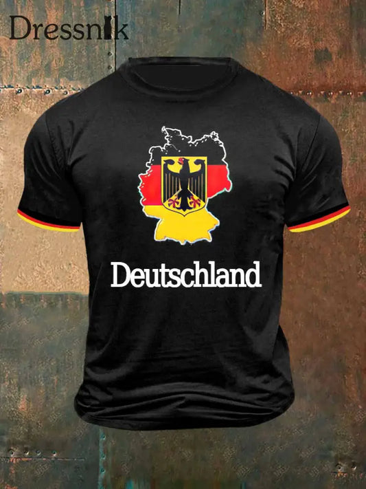 Männer Deutschland Print Vintage Mode Kurzarm T-Shirt bunt / S