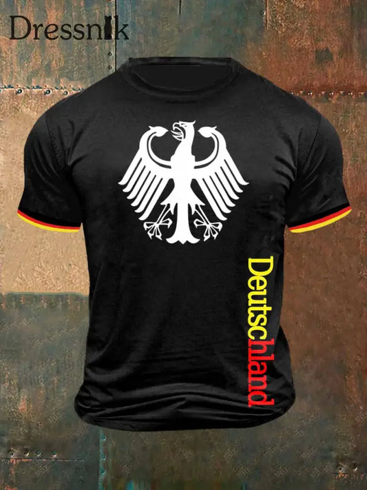 Männer Deutschland Print Vintage Mode Kurzarm T-Shirt bunt / S
