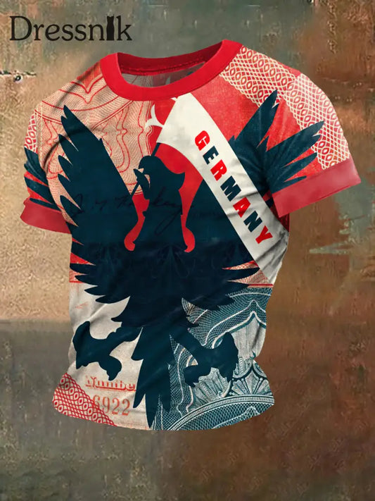 Männer Deutschland Print Vintage Mode Kurzarm T-Shirt bunt / S