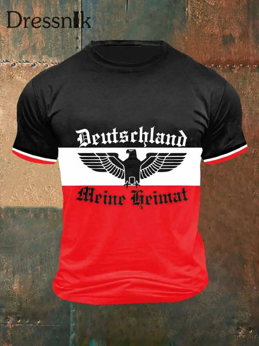 Männer Deutschland Print Vintage Mode Kurzarm T-Shirt bunt / S
