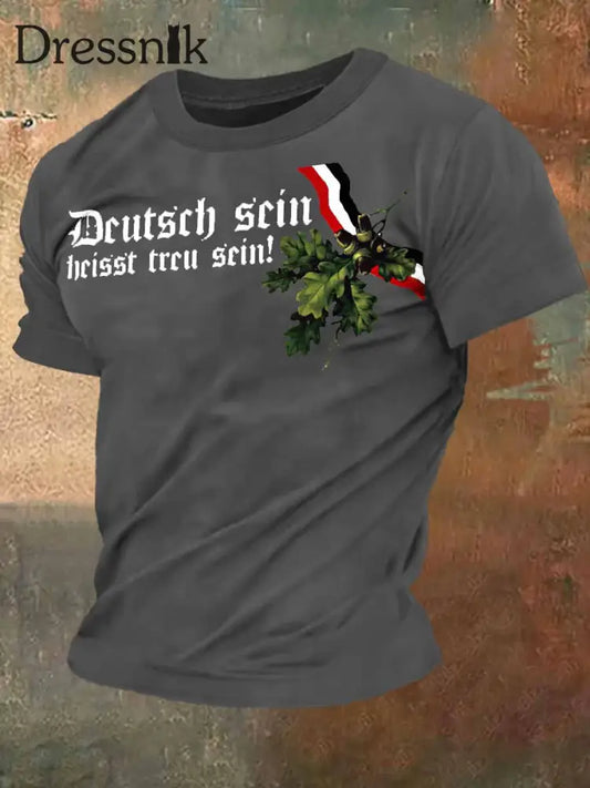 Männer Deutschland Print Vintage Mode Kurzarm T-Shirt Dunkelgrau / S