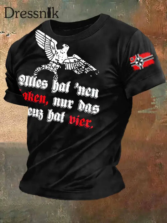 Männer Deutschland Print Vintage Mode Kurzarm T-Shirt Schwarz / S