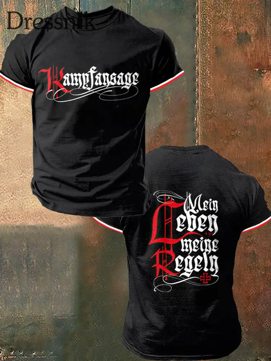 Männer Deutschland Print Vintage Mode Kurzarm T-Shirt Schwarz / S