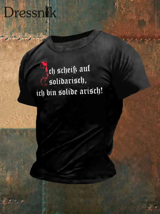 Männer Deutschland Print Vintage Mode Kurzarm T-Shirt Schwarz / S