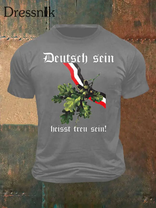 Männer Deutschland Print Vintage Mode Kurzarm T-Shirt Schwarz / S