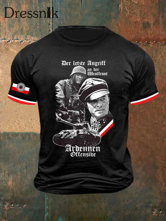 Männer Deutschland Print Vintage Mode Kurzarm T-Shirt Schwarz / S