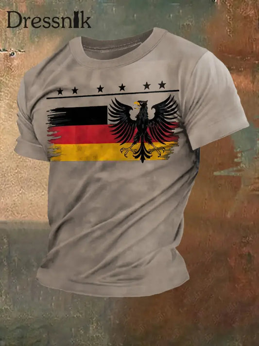 Männer Deutschland Sechs Sterne Print Vintage Mode Kurzarm T-Shirt bunt / S