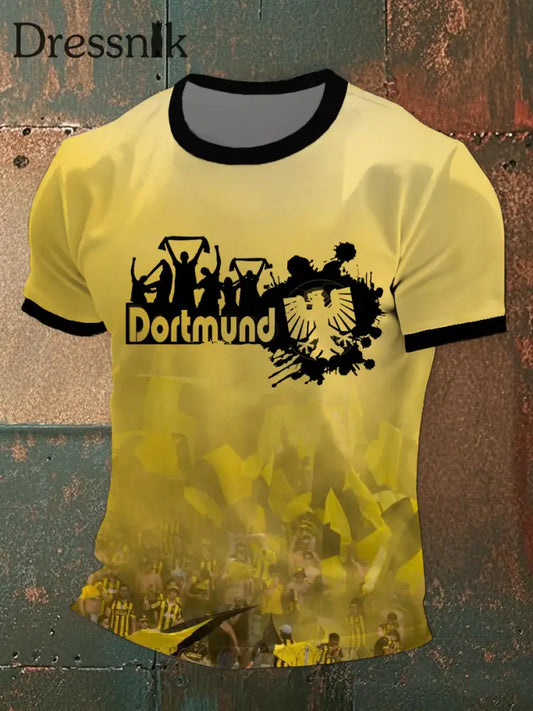 Männer Dortmund Fußball kurze Ärmel T-Shirt Gelb / S