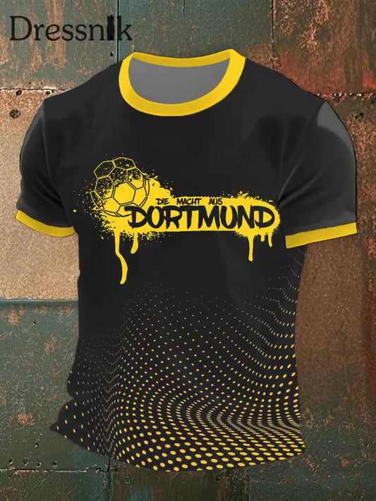 Männer Dortmund Fußball kurze Ärmel T-Shirt Schwarz / S