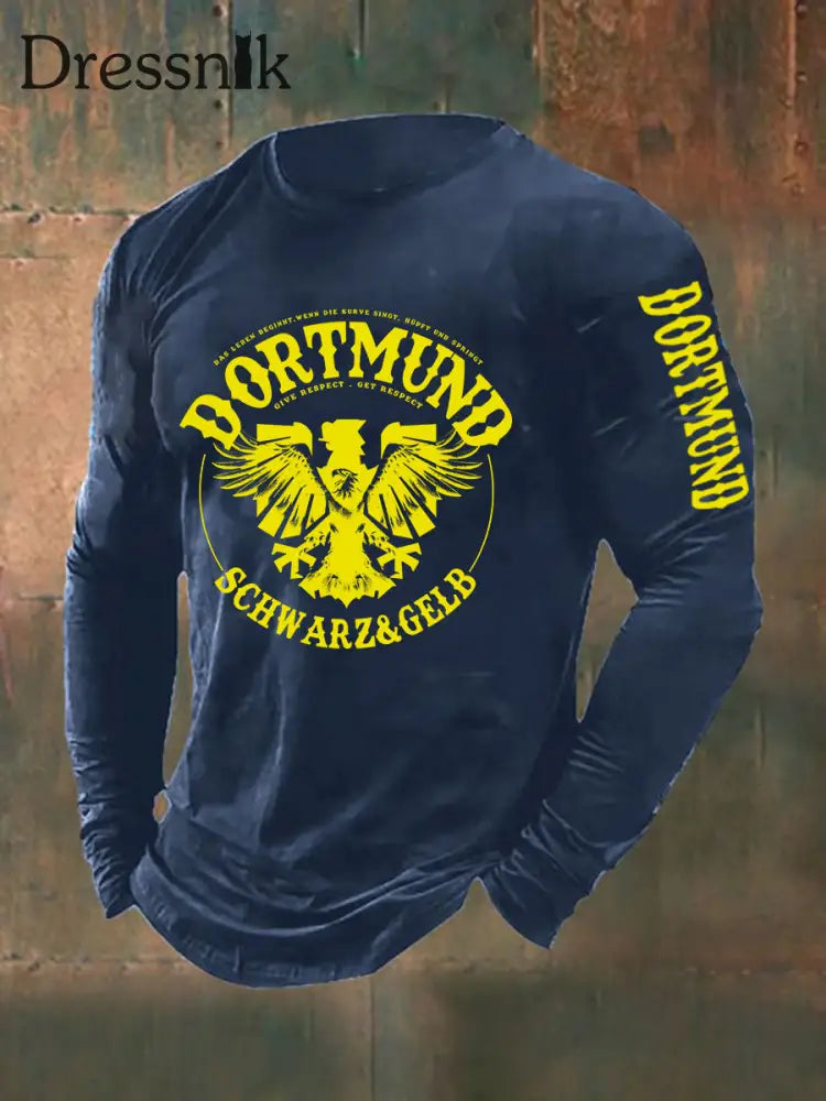 Männer Dortmund Langarm T-Shirt Marineblau / S