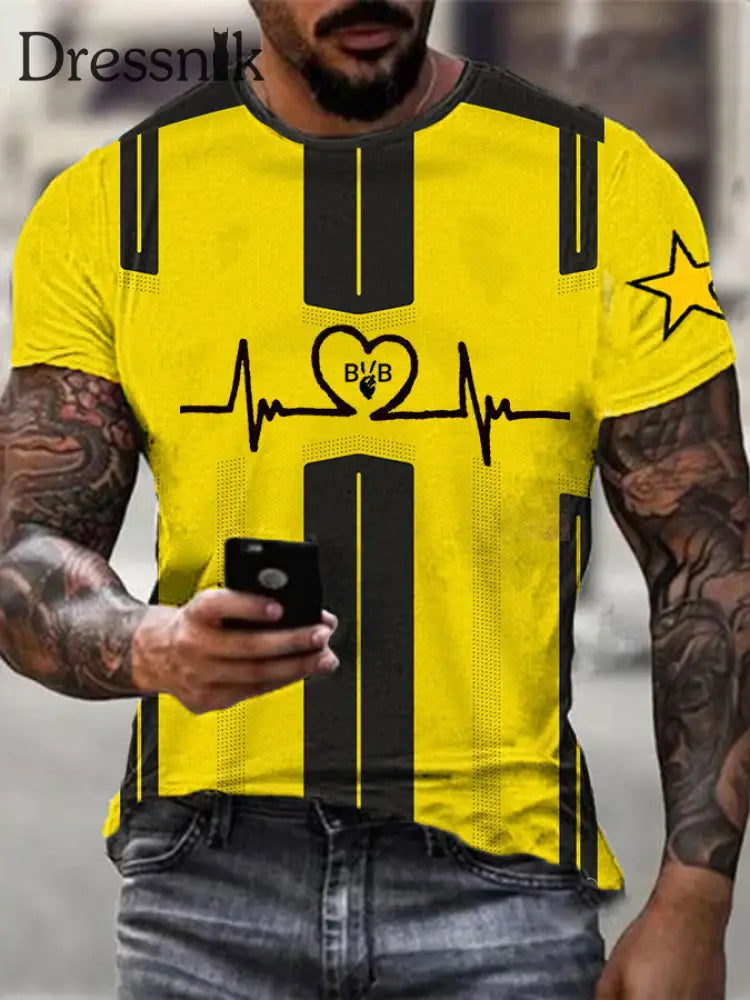 Männer Dortmund T-Shirt mit kurzen Ärmeln Gelb / S