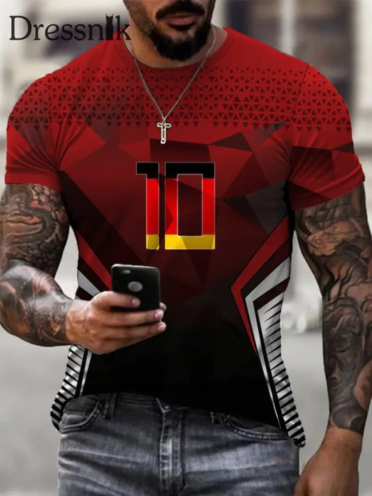 Männer dynamische Nummer 10 Deutschland Flagge Druck T-Shirt mehrfarbig / S
