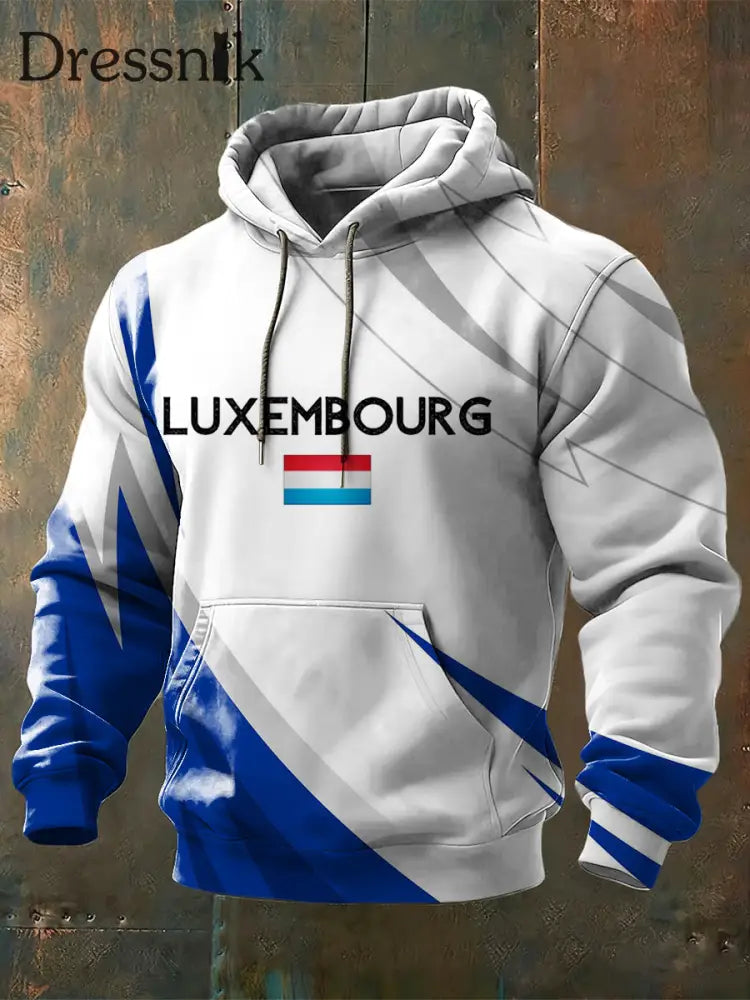 Männer dynamischer Blue-Accent-Kapuzen pullover mit Luxemburger Flagge mehrfarbig / S