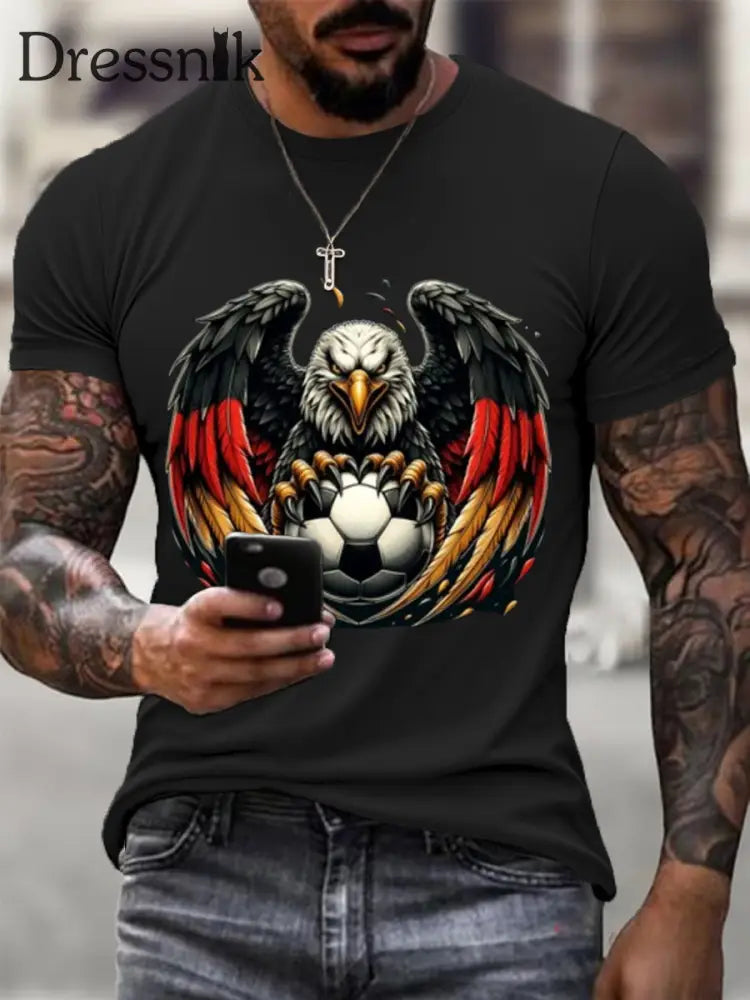Männer dynamisches Deutschland Adler Fußball Druck T - Shirt mehrfarbig / S