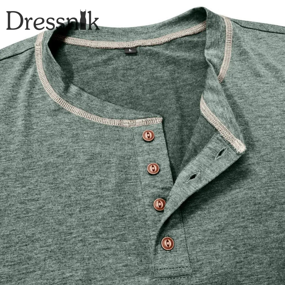Männer einfarbig lässig Henley Kragen lang ärmel iges T-Shirt