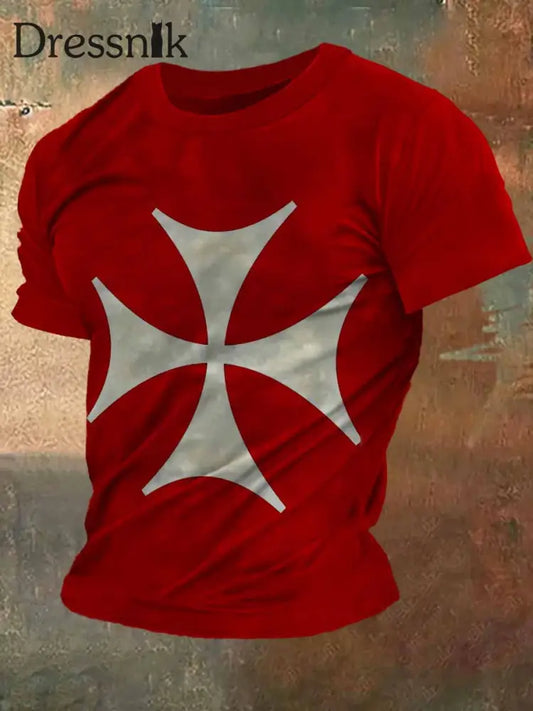 Männer Eisernes Kreuz Druck Vintage Mode Kurzarm T-Shirt bunt / S