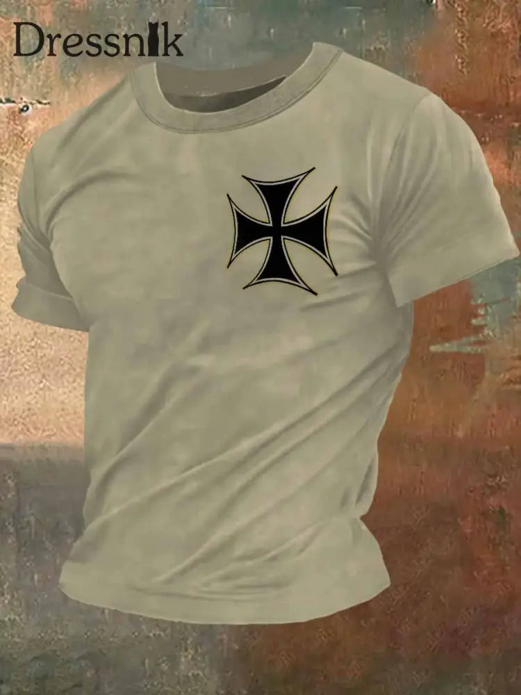 Männer Eisernes Kreuz Druck Vintage Mode Kurzarm T-Shirt bunt / S