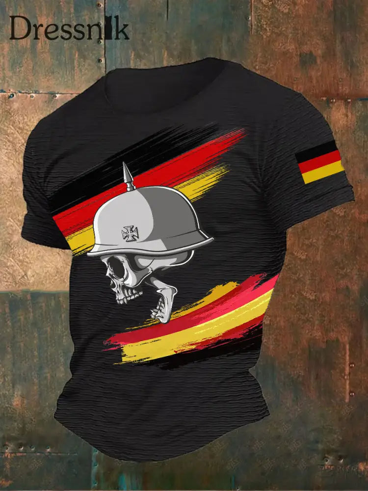 Männer Eisernes Kreuz Schädel bedrucktes T-Shirt Schwarz / S
