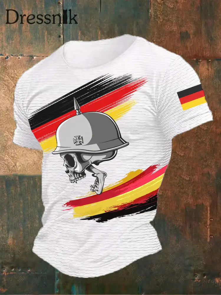 Männer Eisernes Kreuz Schädel bedrucktes T-Shirt Weiß / S