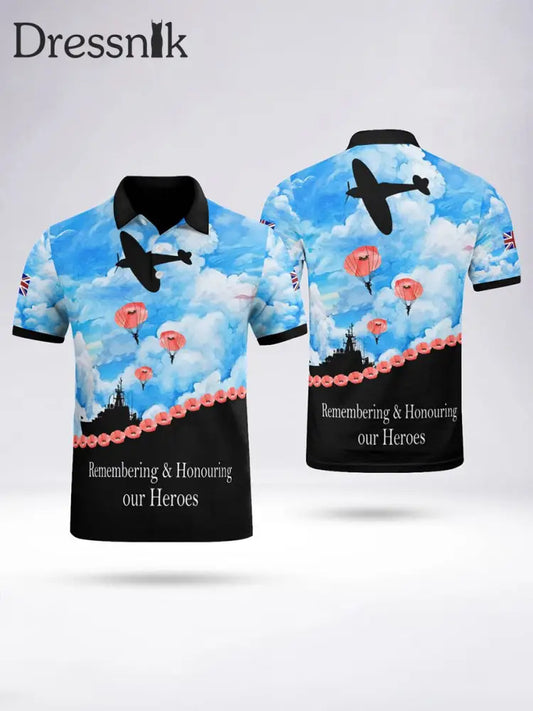 Männer erinnern sich an unsere Helden Kurzarm-Polo-Shirt Schwarz / S