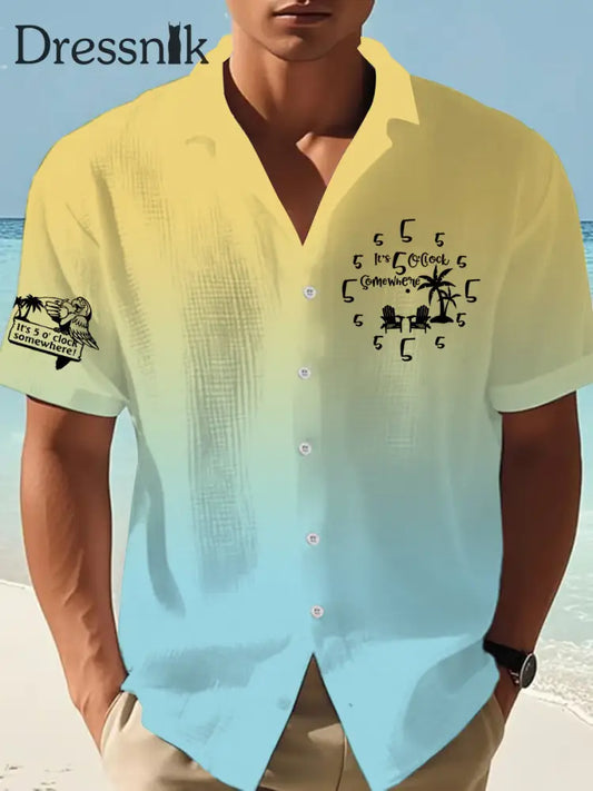 Männer Es ist 5:00 Irgendwo immer Happy Hour Paradies Papagei Bedrucktes Kurzarm T-Shirt als bild / S