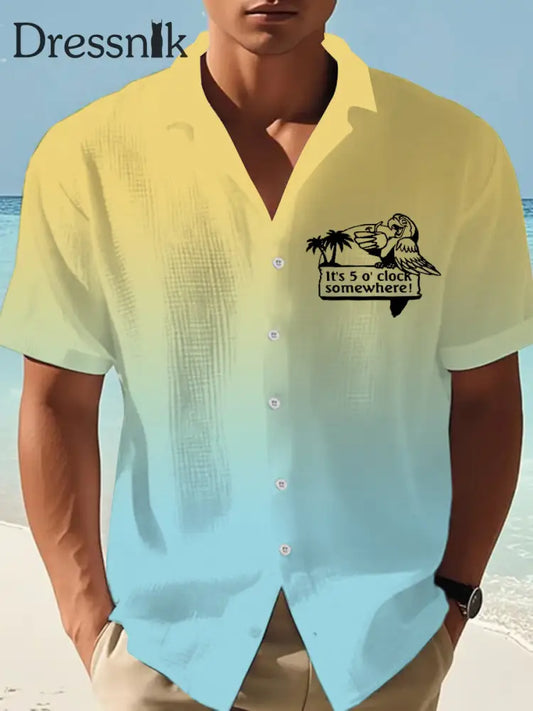 Männer Es ist 5:00 Irgendwo immer Happy Hour Paradies Papagei Bedrucktes Kurzarm T-Shirt als bild / S