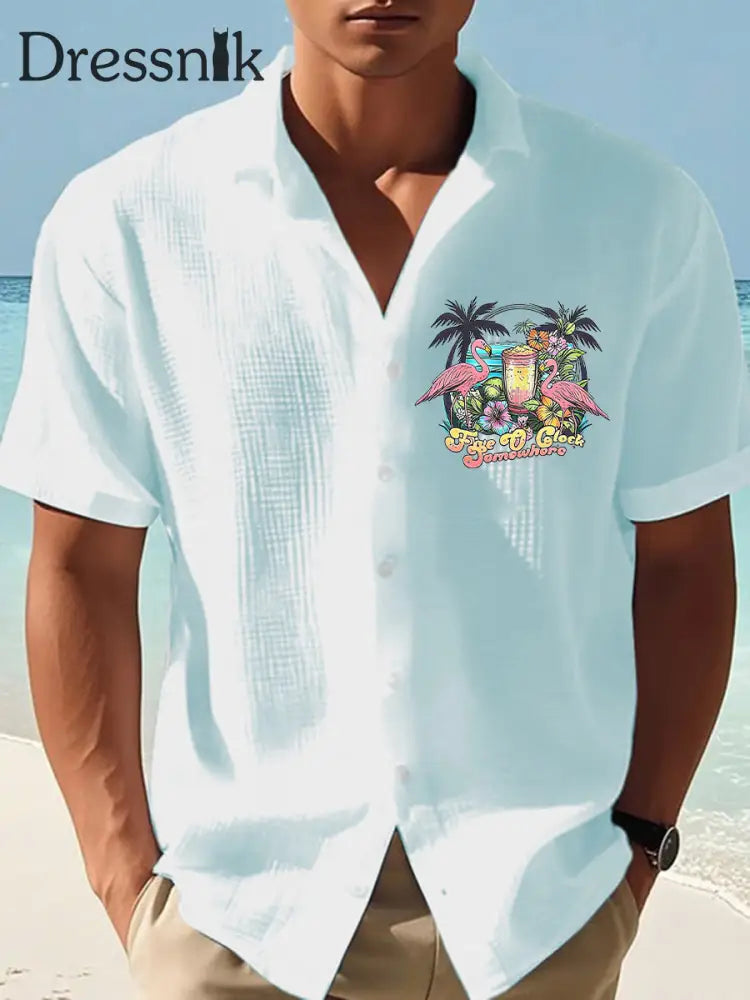 Männer Es ist 5:00 Irgendwo immer Happy Hour Paradise bedrucktes Kurzarm-T-Shirt Hellblau / S