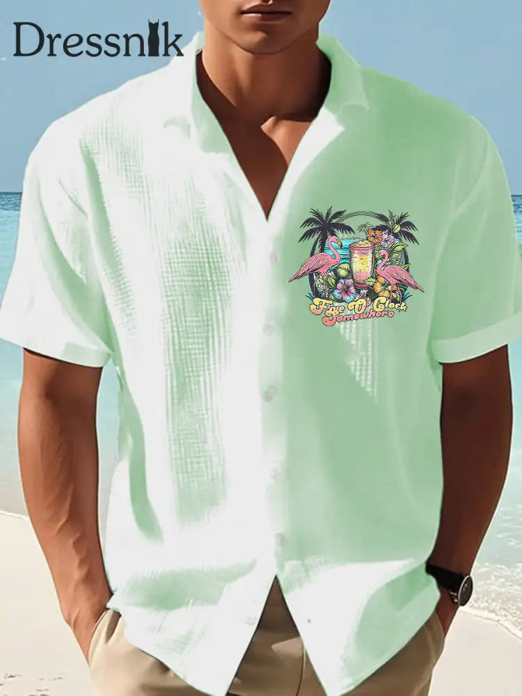 Männer Es ist 5:00 Irgendwo immer Happy Hour Paradise bedrucktes Kurzarm-T-Shirt Hellgrün / S