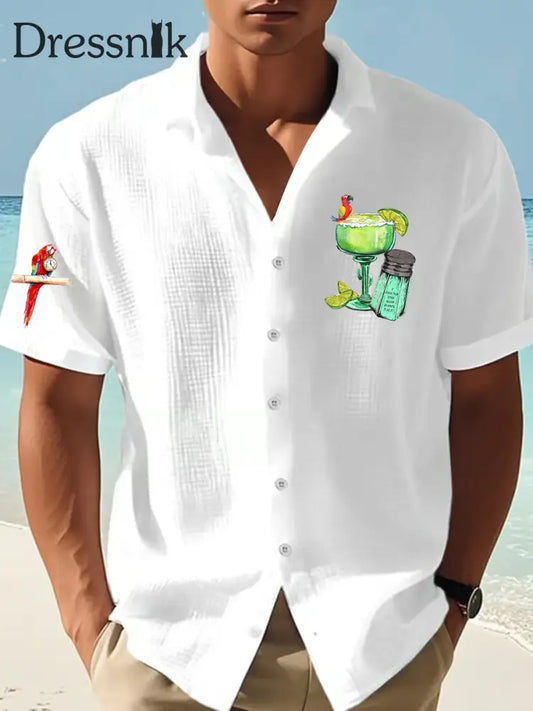 Männer Es ist 5:00 Irgendwo Papagei gedruckt Kurzarm T-Shirt Weiß / S
