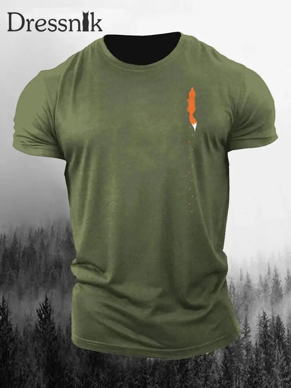 Männer Fox Print lässig T-Shirt Armee grün / S