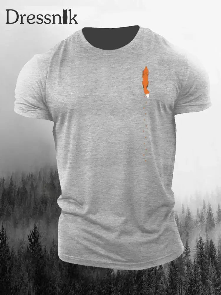 Männer Fox Print lässig T-Shirt Hellgrau / S