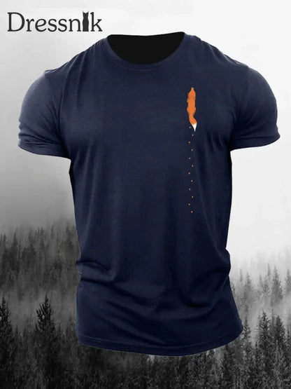 Männer Fox Print lässig T-Shirt Marineblau / S