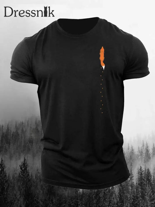 Männer Fox Print lässig T-Shirt Schwarz / S