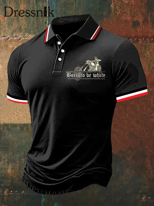 Männer geboren um weiß zu sein Polo-Hals-Kurzarm-T-Shirt Schwarz / S